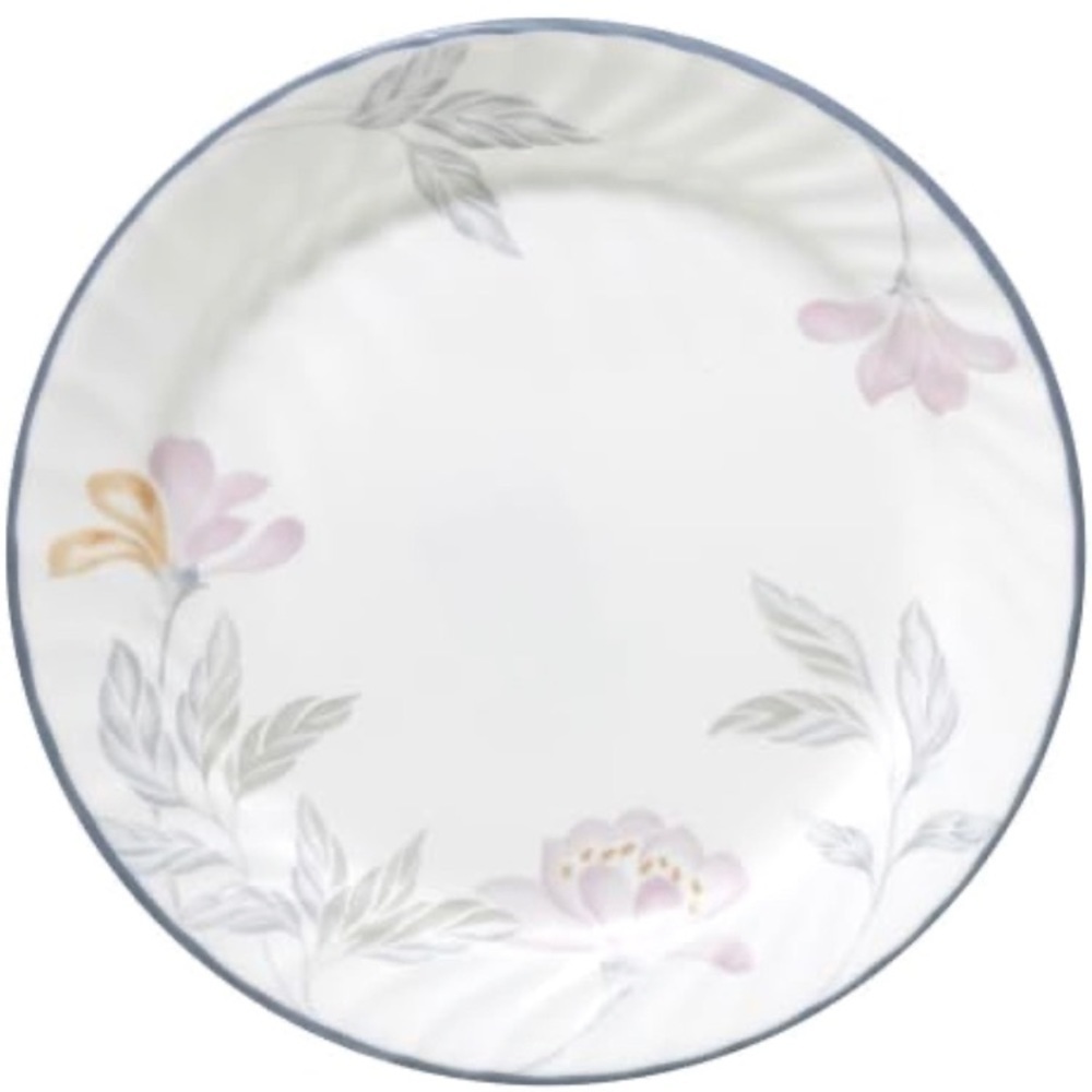 Corelle Impressions Pink Trio Dinner Plate 10 1/4 in Blue Rim Set of 4